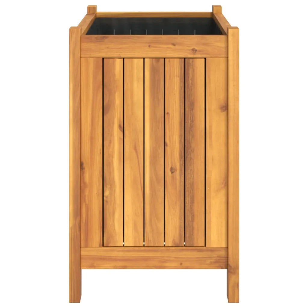 Fioriera | Cassetta per fiori | Vaso Giardino con Rivestimento 54x31x50 cm Massello Acacia