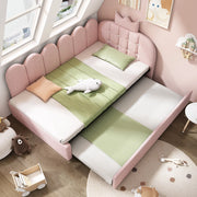 Letto sofa con letto estraibile velluto rosa 90x200 cm