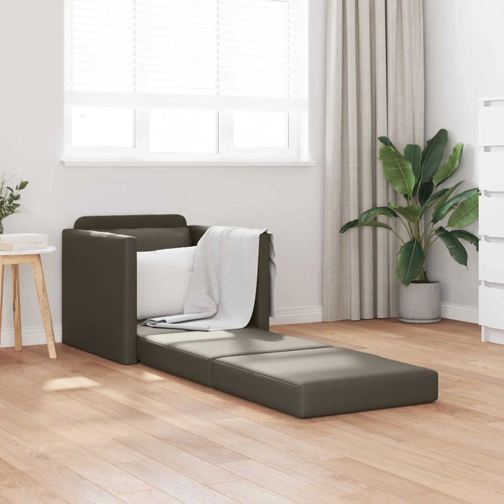 Divano letto | Sof¨¤ letto | Letto singolo 60cm Grigio Pelle Artificiale