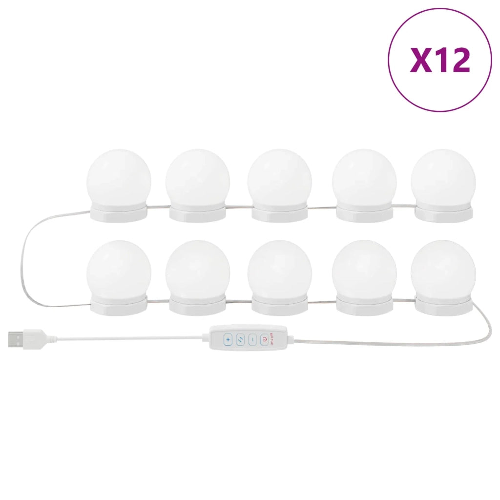 Luci per Specchio 12 pcs Bianco 4.5 x 4.5 x 4.8 cm Plastica