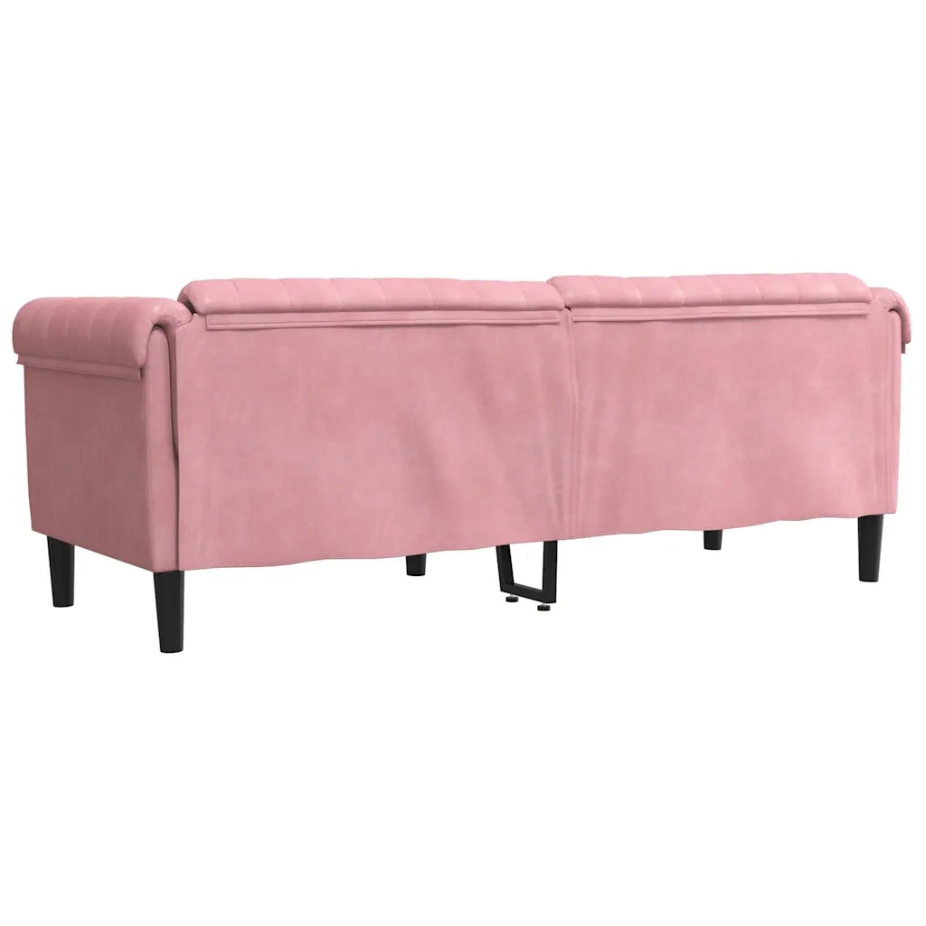 Divano a 3 Posti-Sofa 3 Posti Rosa in Velluto
