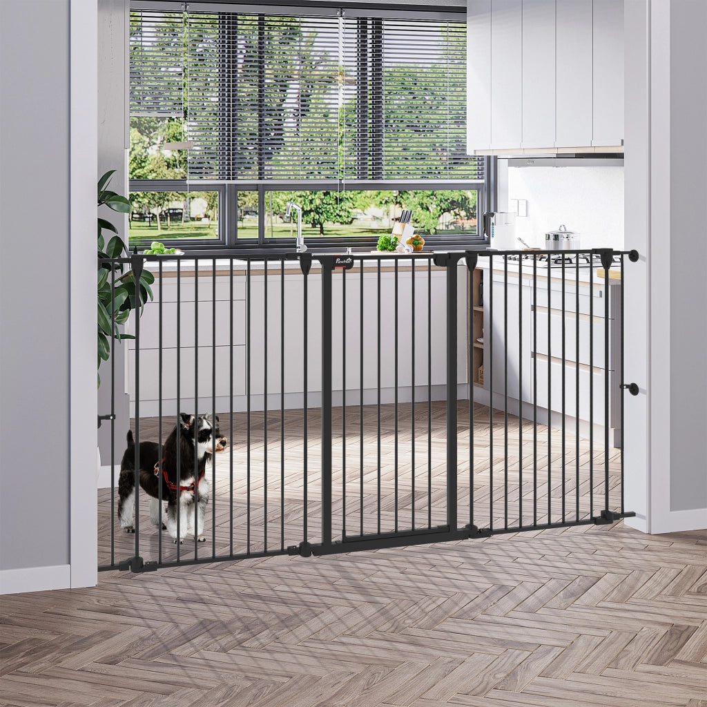 Cancelletto per Cani a 3 Pannelli ¨C Zephmum ¨C Nero, 206x90cm