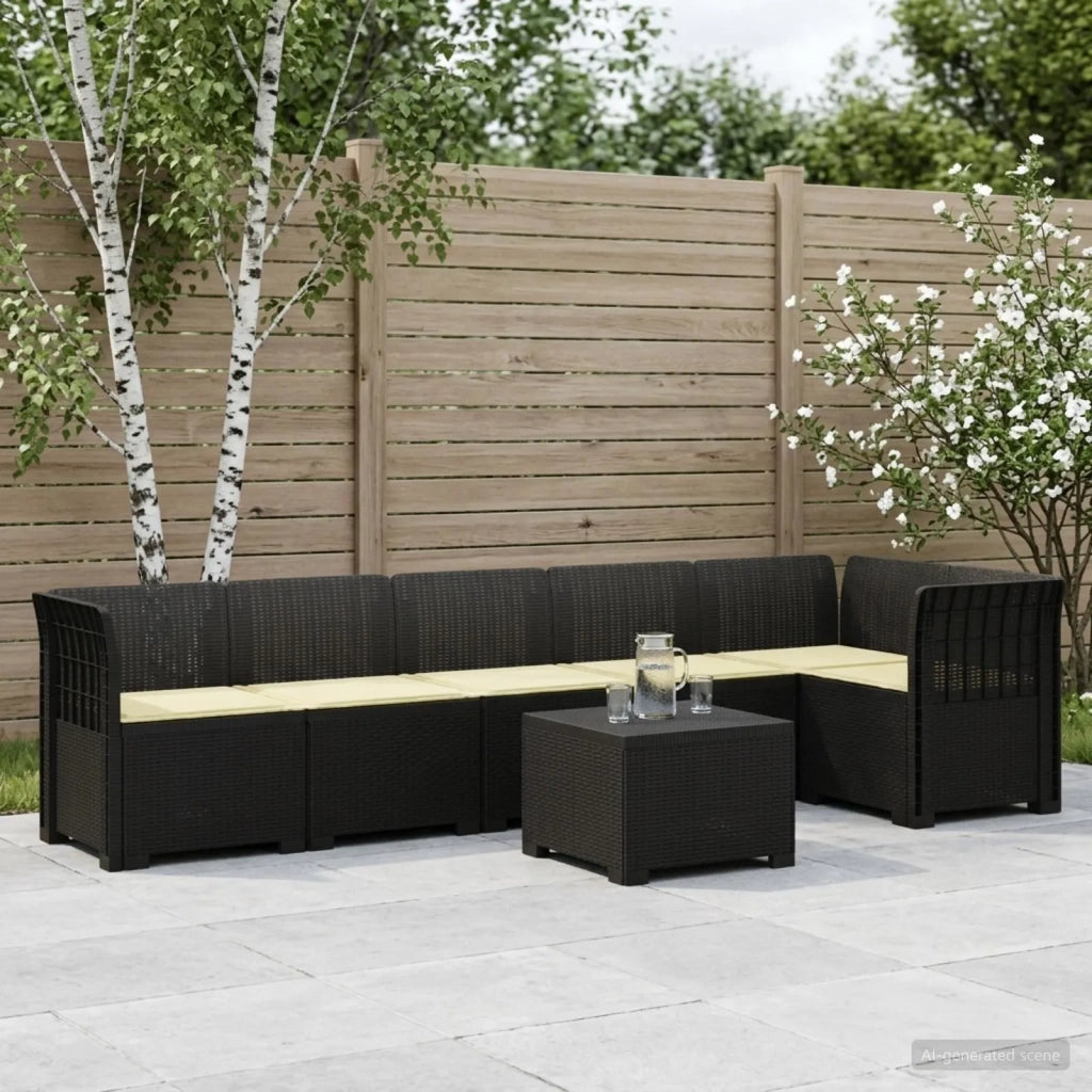 Divano da Giardino 6 Posti con Cuscini Aspetto Rattan PP 3444106