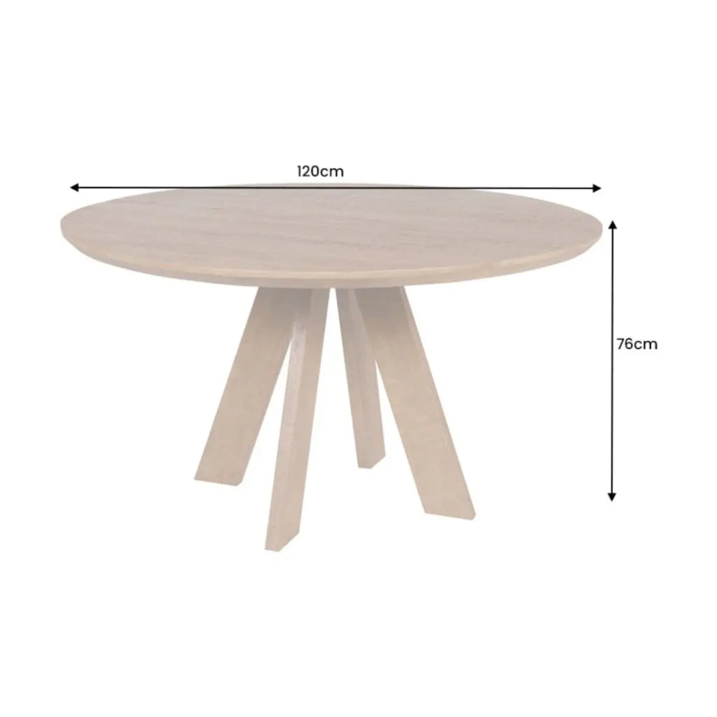 Tavolo da pranzo ELYA – Rotondo diametro 120 cm – Legno massiccio di mango – Stile rustico