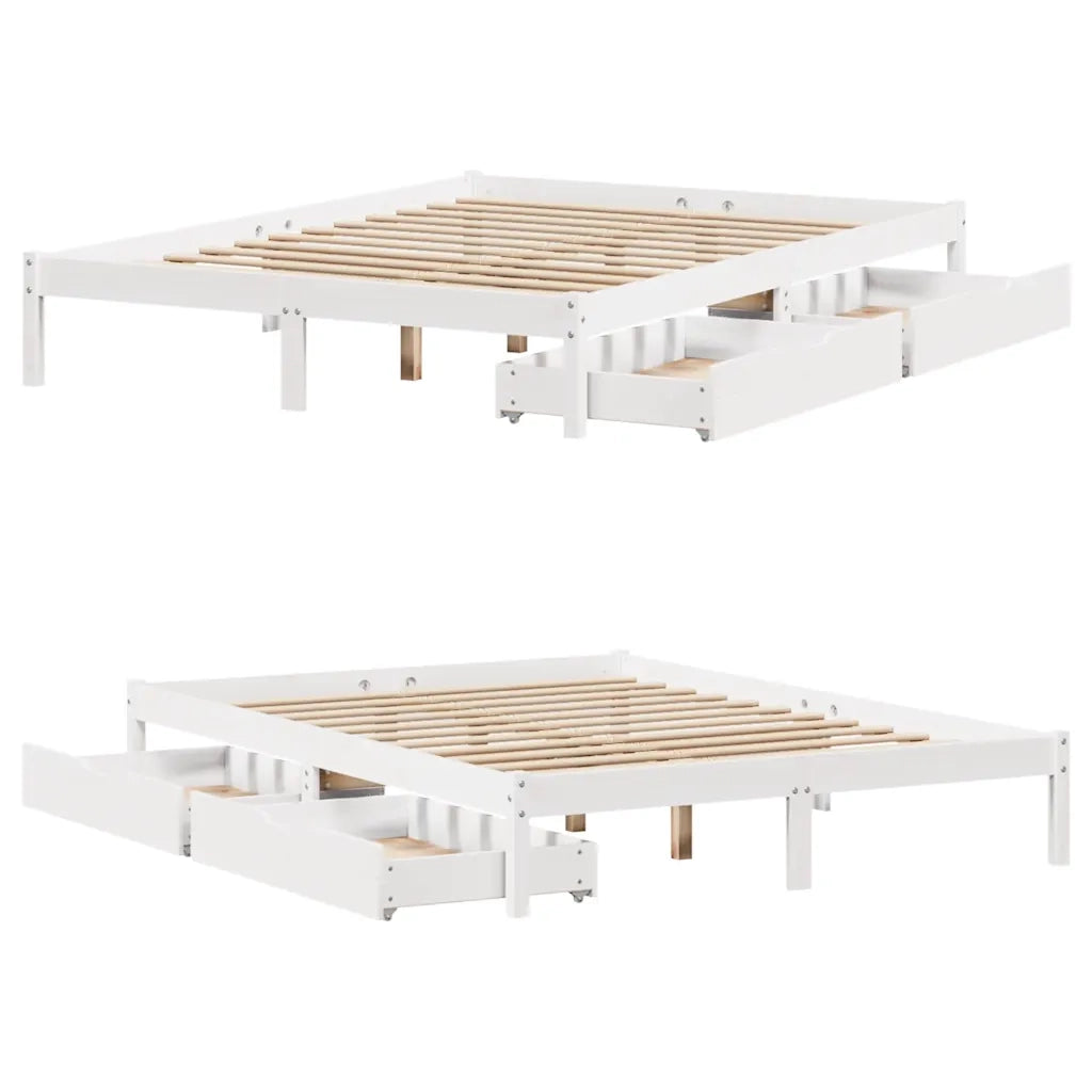 Letto senza Materasso-Struttura Letto Bianco 160x200 cm Legno Massello di Pino 517040