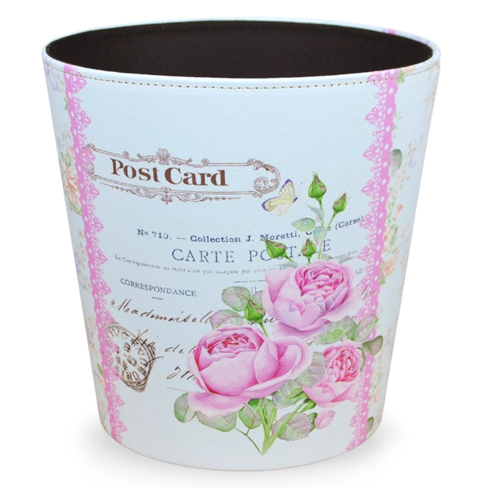 Vaso caspò cestino portapiante in plastica fantasia fiori rosa cm 27 x 20 x h 27
