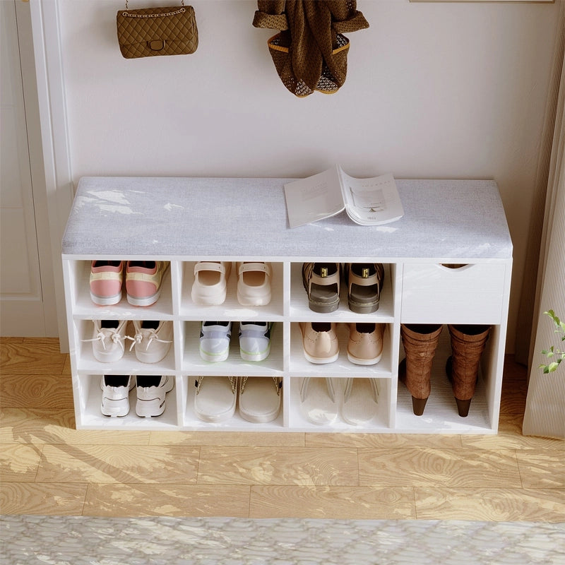Armadio per scarpe con seduta loft bianco panca ingresso moderno 100 cm