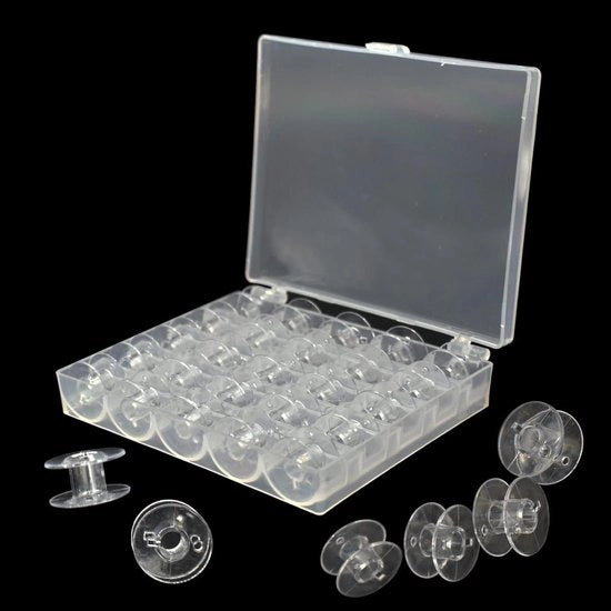 Set di spazzole per cucito con contenitore trasparente - 25 pezzi