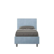 Letto singolo con rete imbottito 80x200 microfibra azzurro Adele