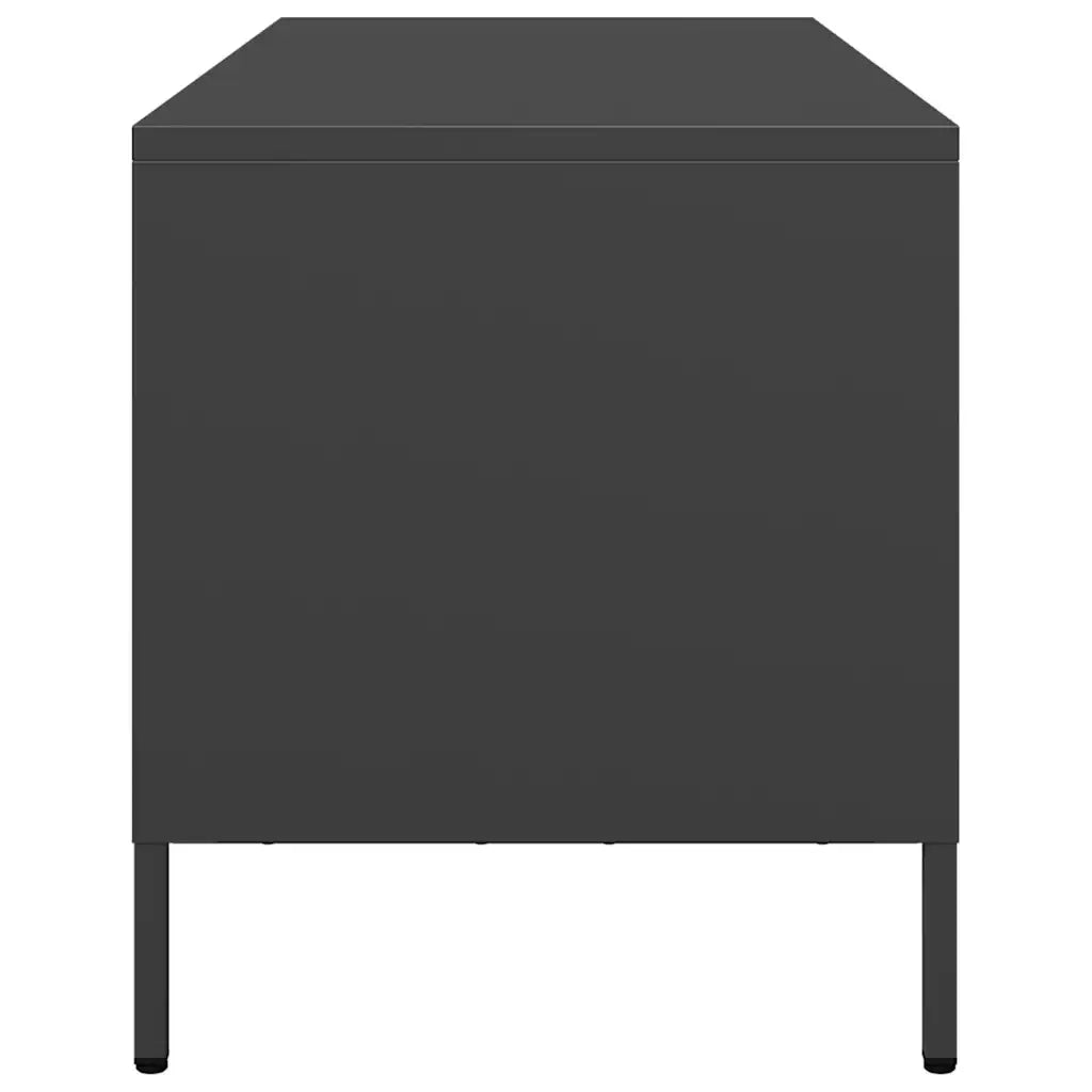 Mobile porta TV dal design industriale con vano contenitore 101,5 x 39 x 43,5 cm in acciaio laminato a freddo nero 02_0049745