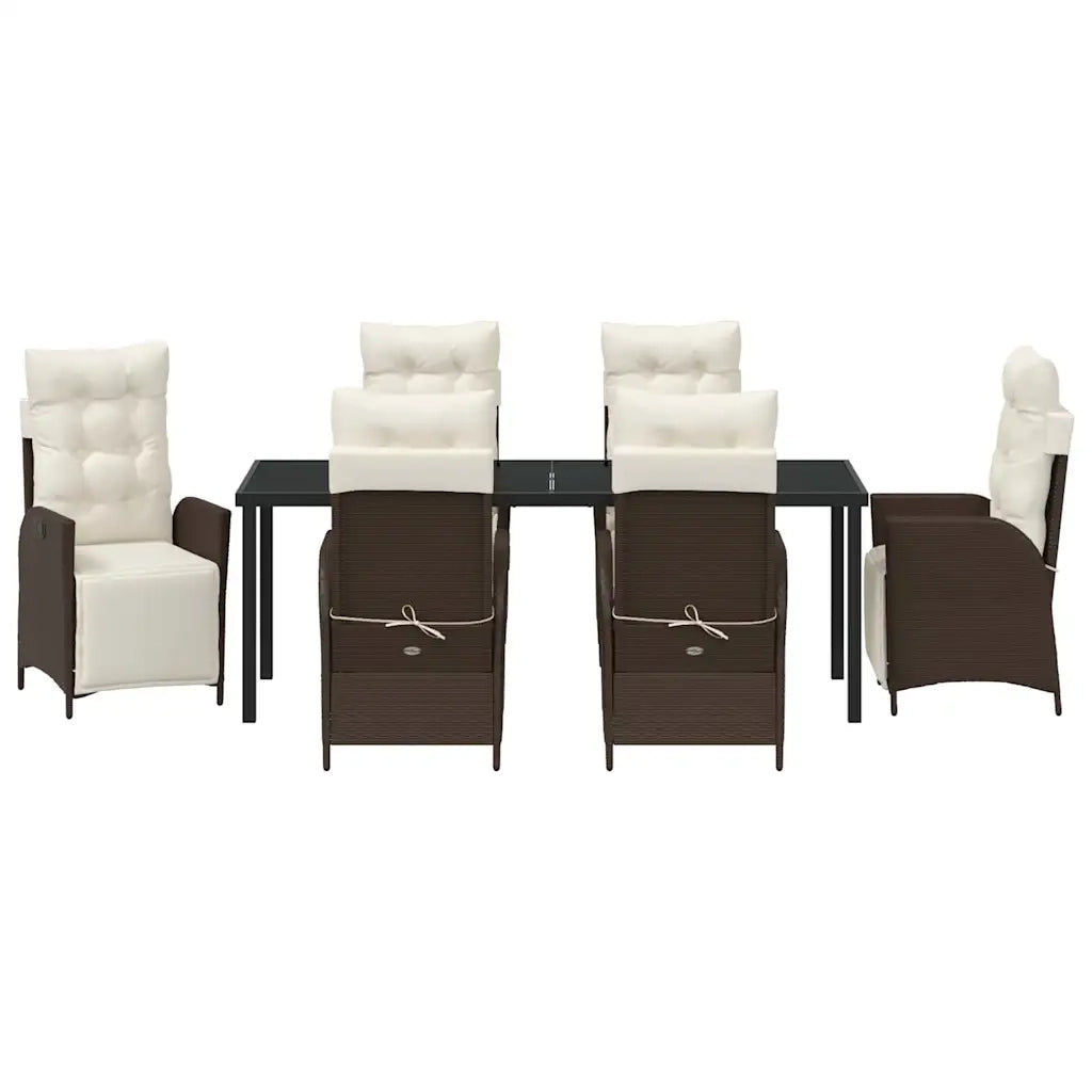 Set da Pranzo per Giardino con cuscino 7 pcs Marrone polyrattan 3380545