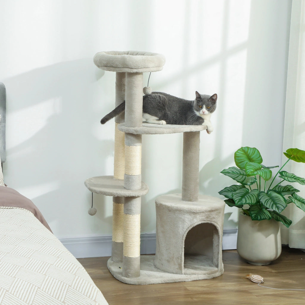 Albero tiragraffi per gatti ¨C Minimal ¨C Grigio chiaro 114 cm