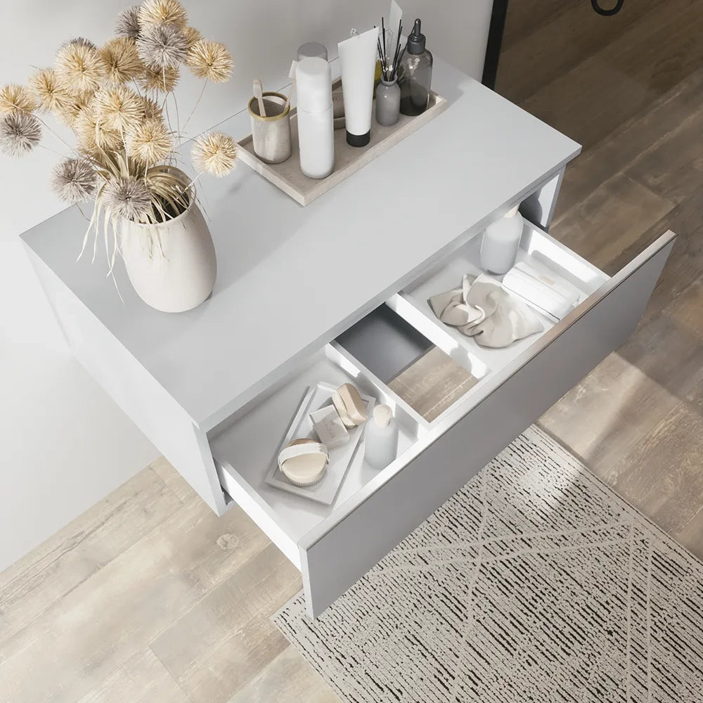 Cassettone sospeso 80 cm grigio perla opaco | Darwin
