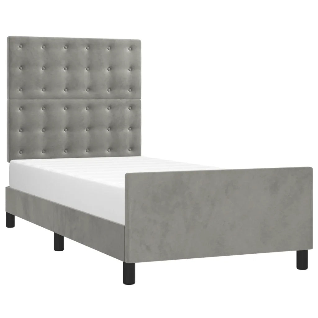Giroletto senza Materasso Grigio Chiaro 80x200 cm Velluto