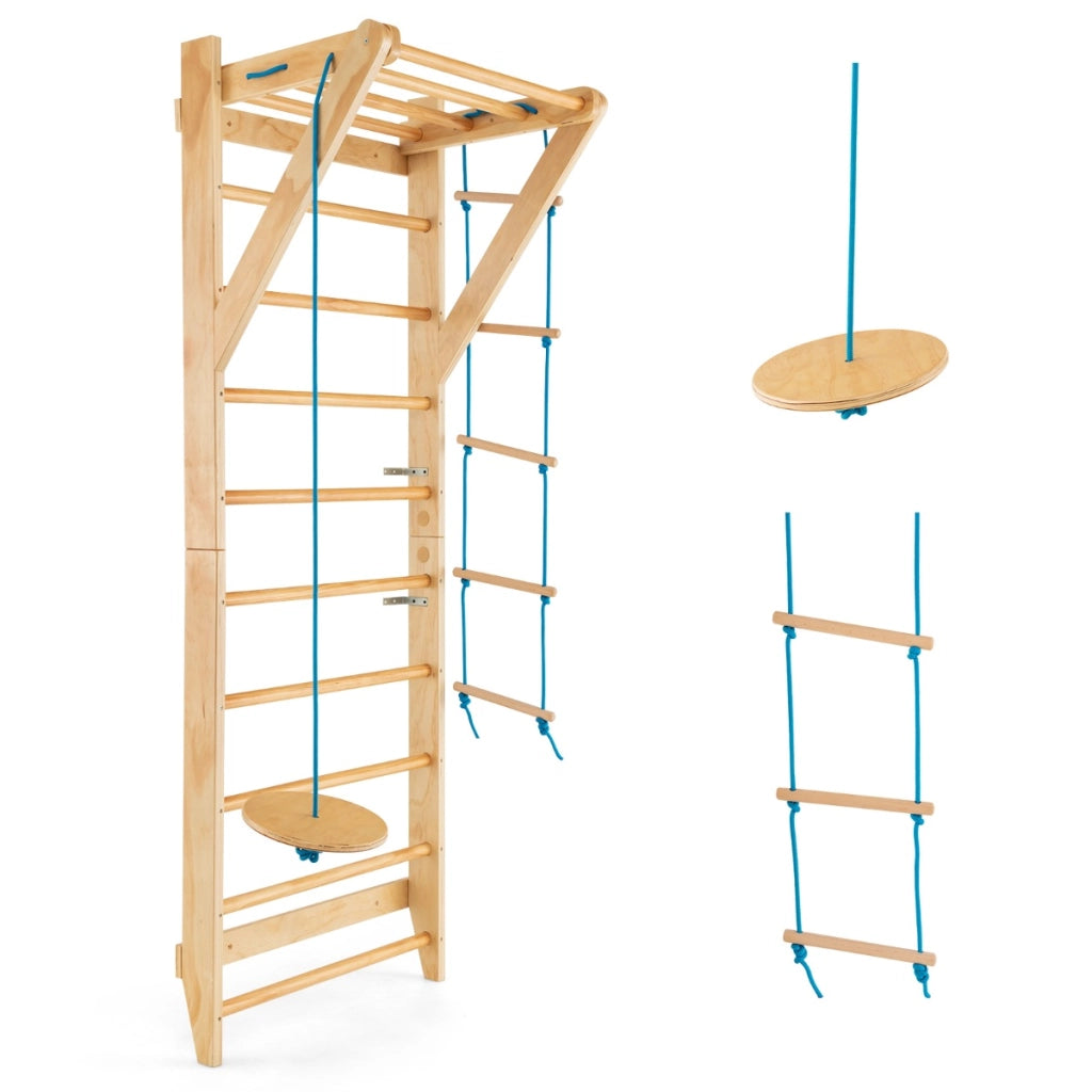 Scala a parete in legno svedese con 13 barre strategiche, Set di scala ginnica a parete capacit¨¤ di 100kg