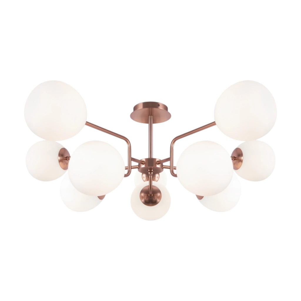 Lampadario Maytoni Erich rame 10 luci sfere bianche