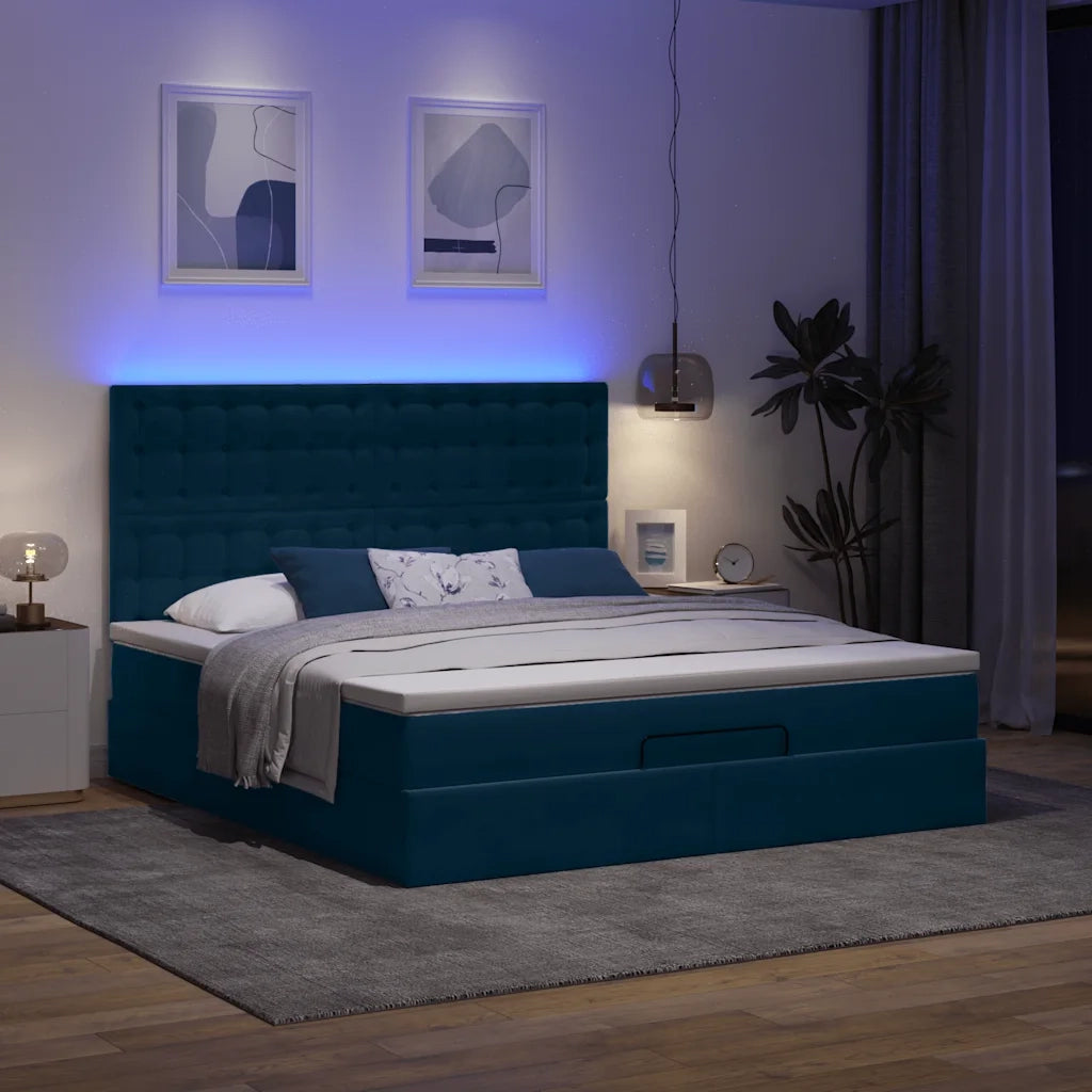 Struttura Letto Pouf con Materassi 160x200 cm Velluto 3314478