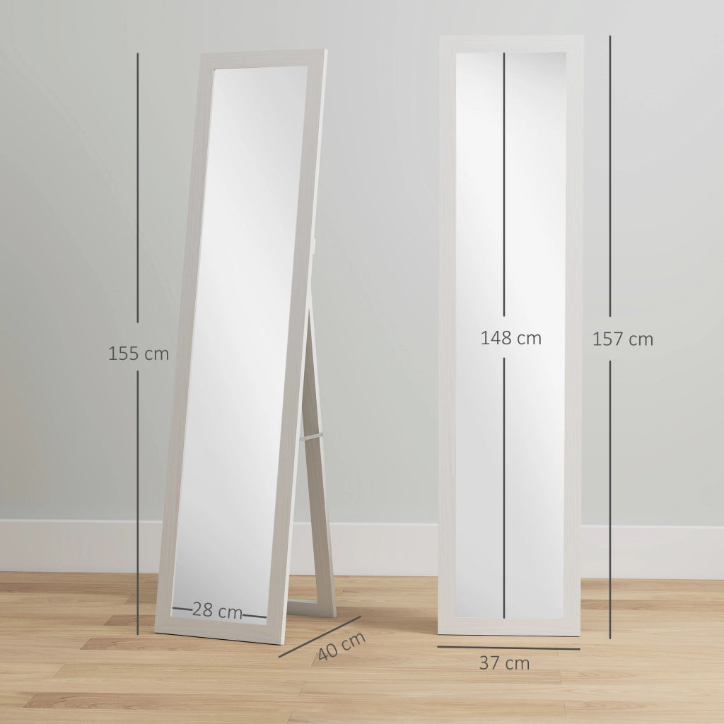 Specchio a Pieno Corpo con Supporto ¨C Minimal ¨C 37x157 cm Bianco