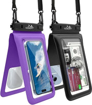 Borsa Acquatica per Smartphone con Corda Regolabile - 2Pack, Nero Viola