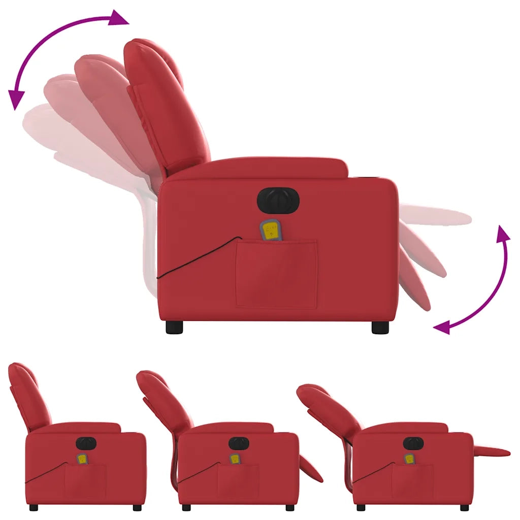 Poltrona Massaggio Elettrica Reclinabile Rosso Similpelle 3204428