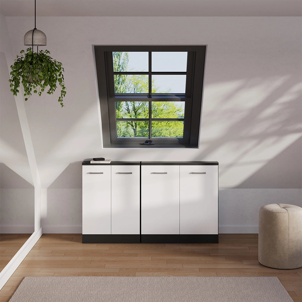 Mobile sottotetto Rion Bianco lucido/Antracite con 2 porte Vicco
