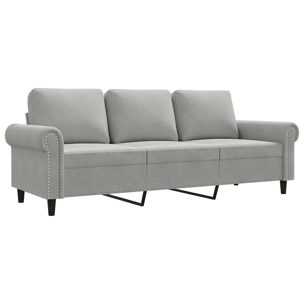 Divano a 3 Posti-Sofa 3 Posti Grigio Chiaro 180 cm in Velluto 799686