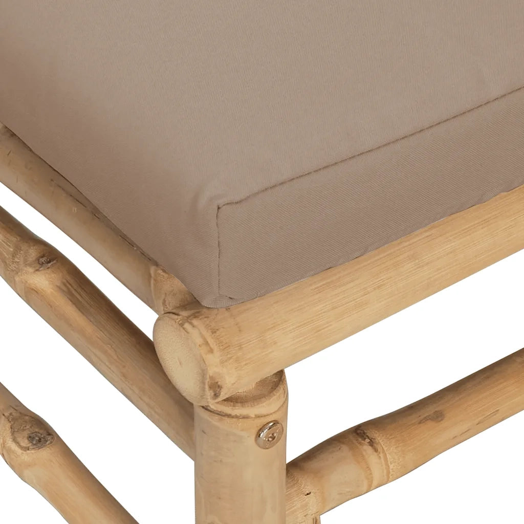 Divano Centrale da Giardino con Cuscini-Sofa Modulare-Divanetto da esterno Tortora in Bamb¨´