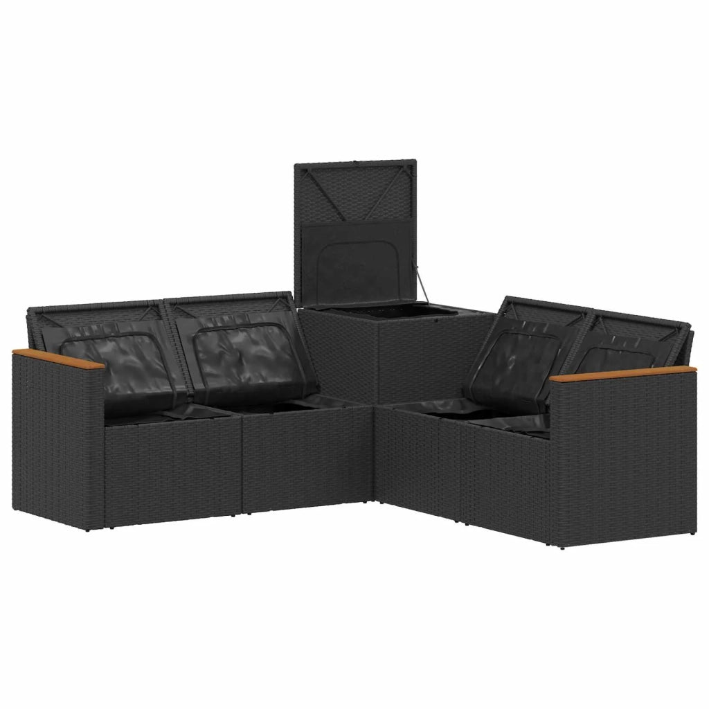 Set di divani 5 pz Nero e Bianco Crema 3447932