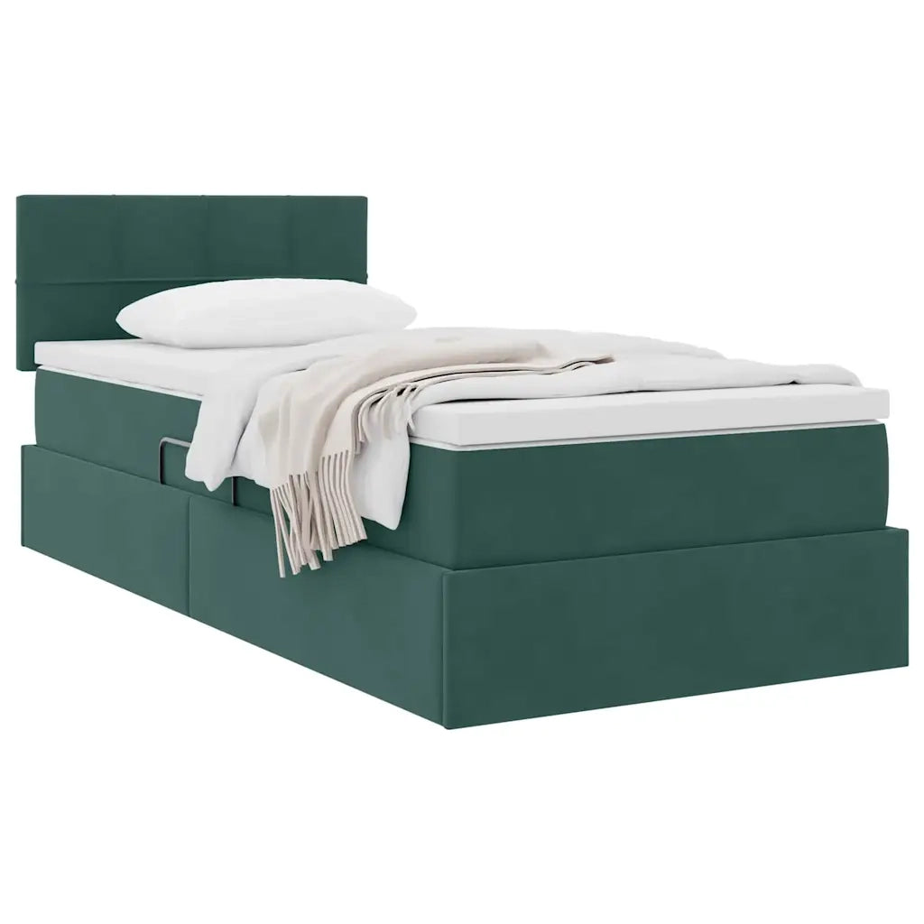 Letto con Contenitore Verde Scuro 90 x 190 cm Velluto