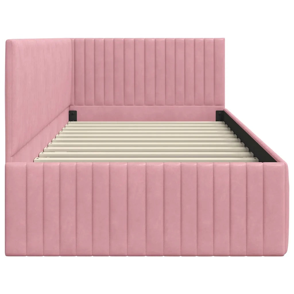 Cornice del letto ad angolo Rosa 90 cm x 190 cm Velluto 42016259