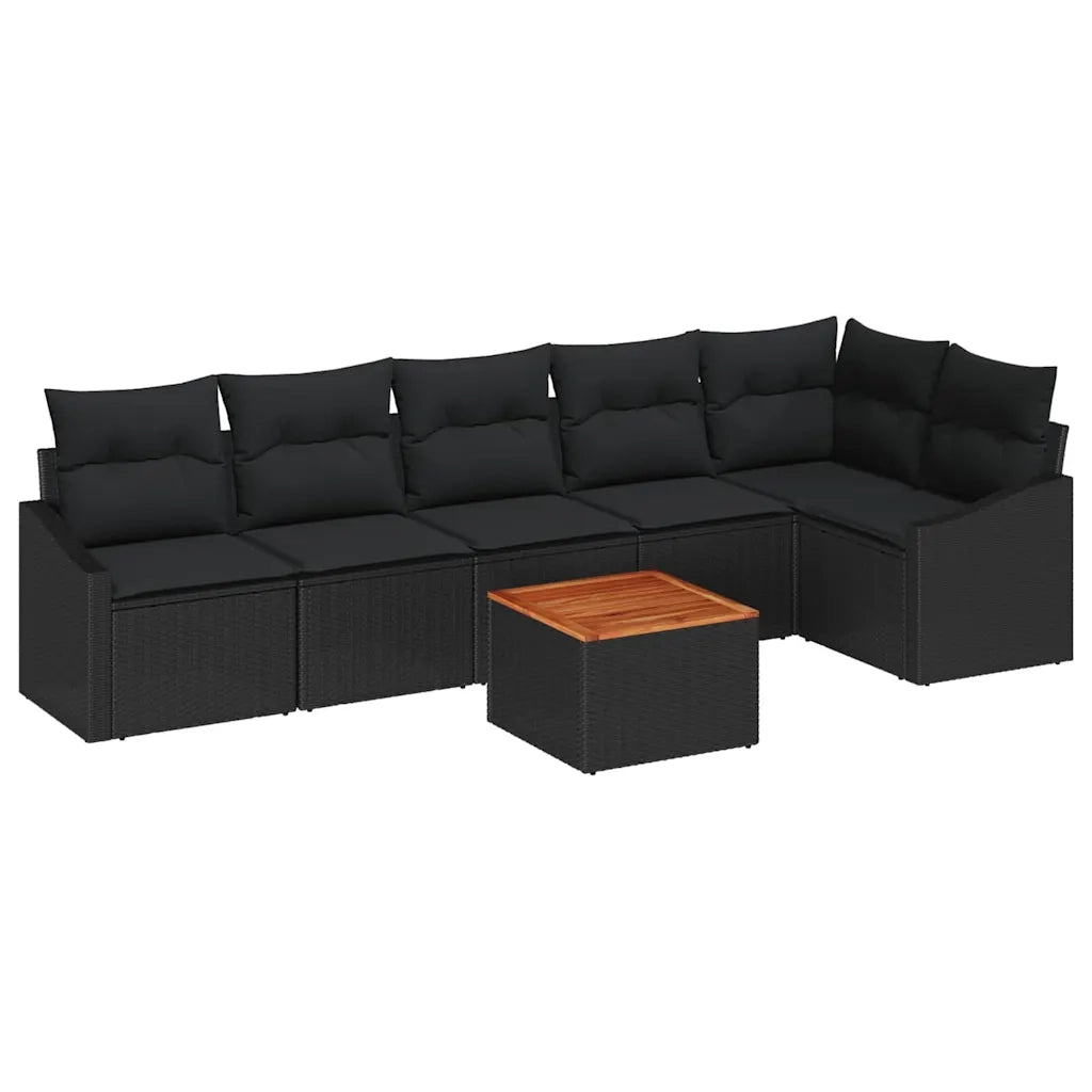 Set Divano da Giardino con archiviazione 7 pcs Nero polyrattan 3356511
