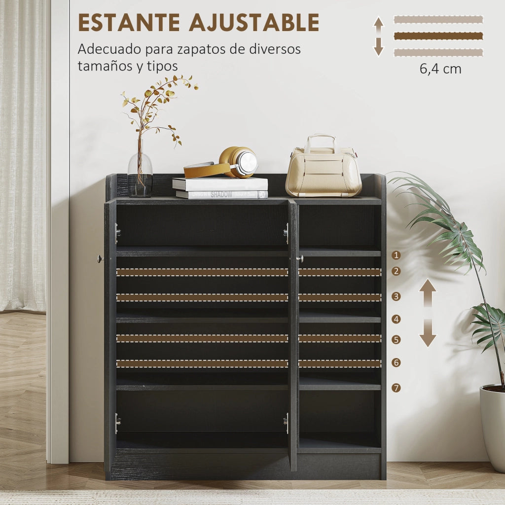 Scarpiera 2 Ante Stretto con Ripiani Ajustables ¨C Minimal ¨C 83x30x90 cm Nero
