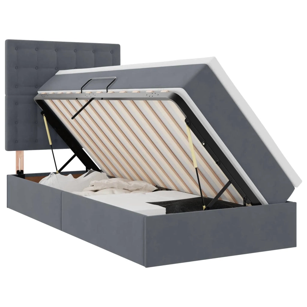 Letto con contenitore e materasso Grigio scuro 90 x 200 cm 3372124