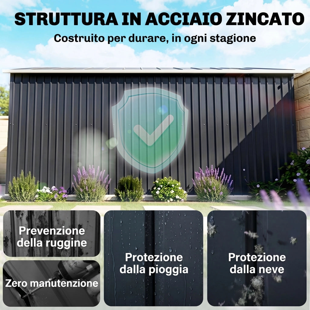 Capanno da Giardino ¨C Minimal ¨C Grigio, Acciaio, 12.4m2