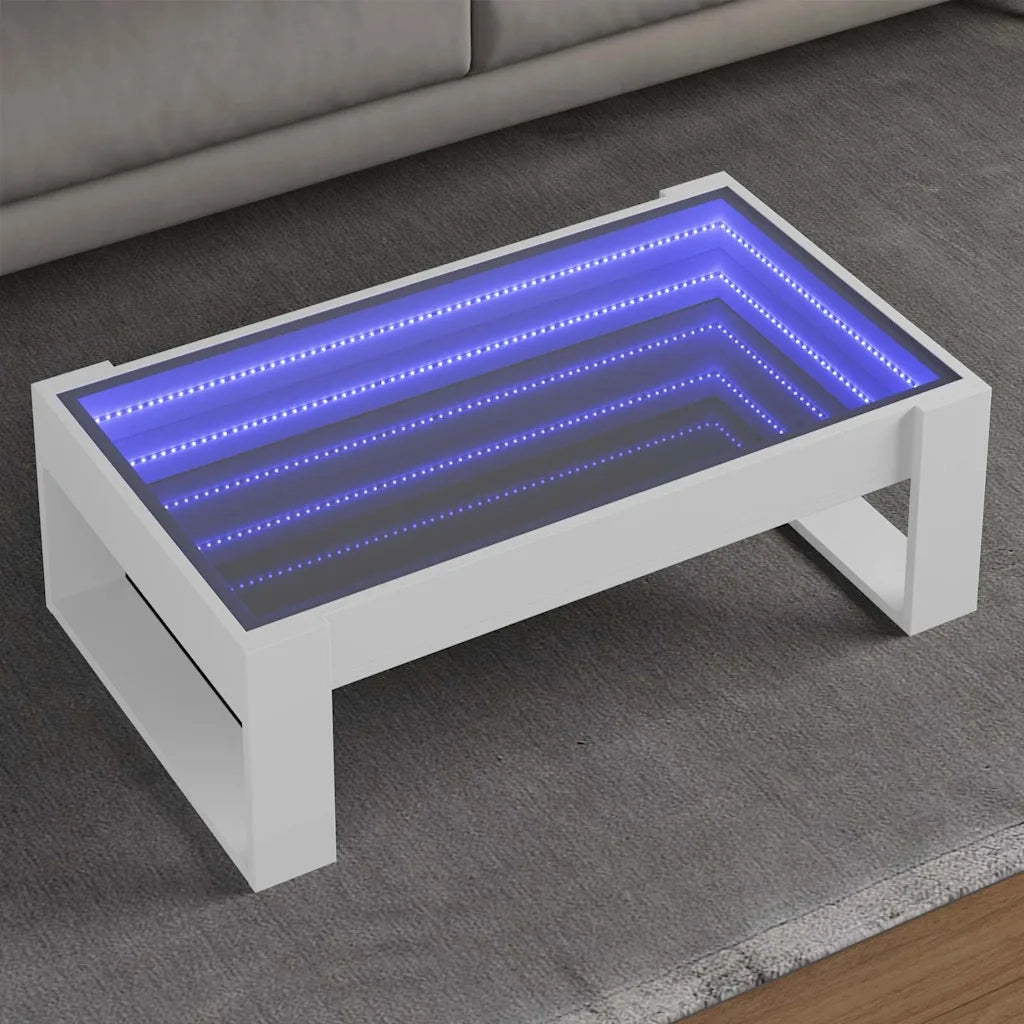 Tavolino da salotto | Tavolino da caff¨¨ | Tavolino da Soggiorno con LED Infinity Bianco 90x53x30 cm