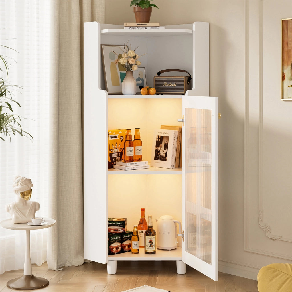 ARMADIO ANGOLO LED 63,5x124 cm Bianco in MDF