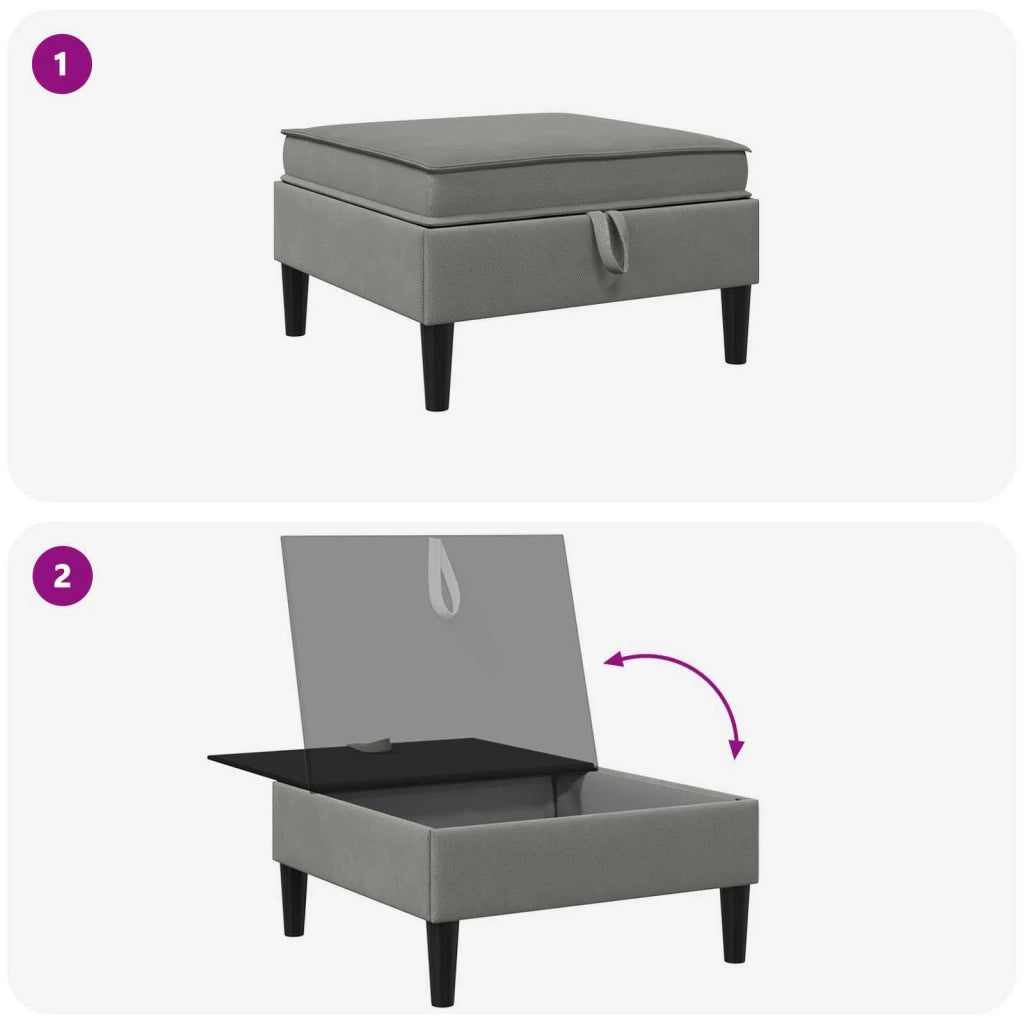 Pouf con Storage Grigio scuro Velluto 42027148