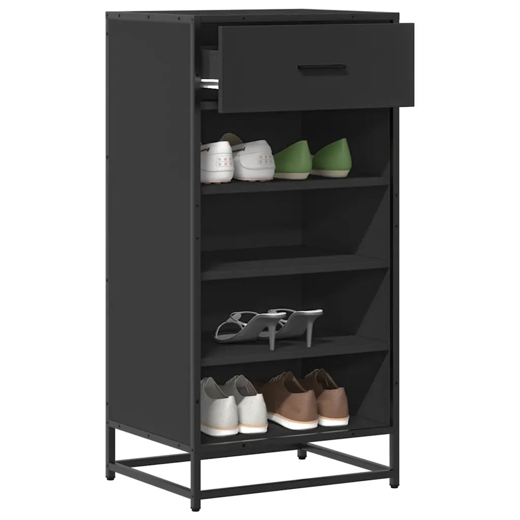 Scarpiera | Mobile per scarpe Nera 48x38x97,5 cm in Legno Multistrato