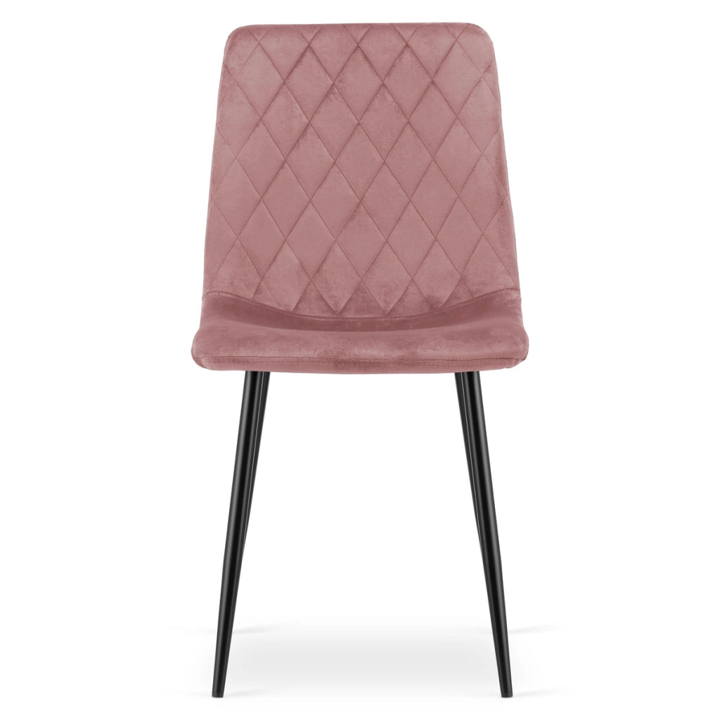 Sedia Turin in velluto rosa con gambe nere