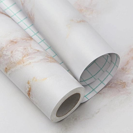 Foglia decorativa autoadesiva per mobili - PVC granito opaco - Bianco Oro - 60 x 300 cm