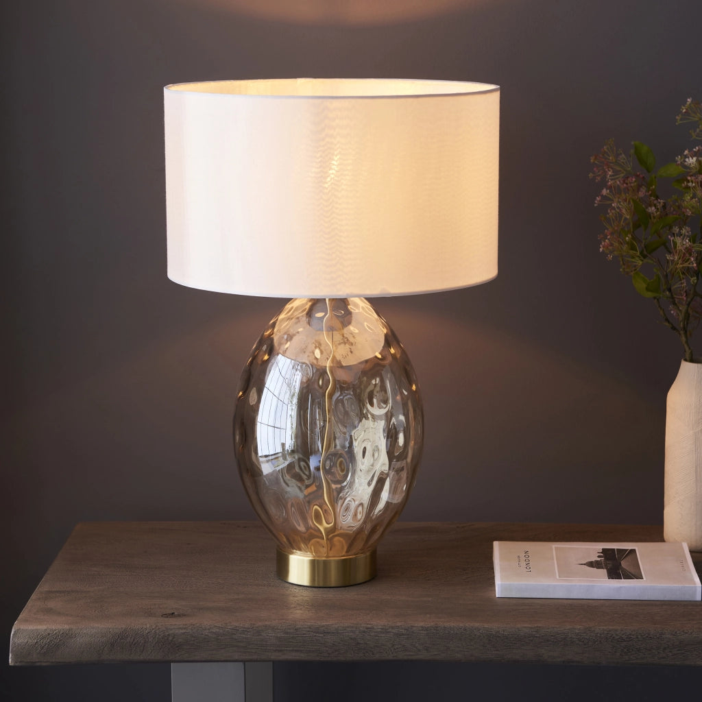 Lampada da tavolo Elin Dimple vetro ottone touch E27 Endon