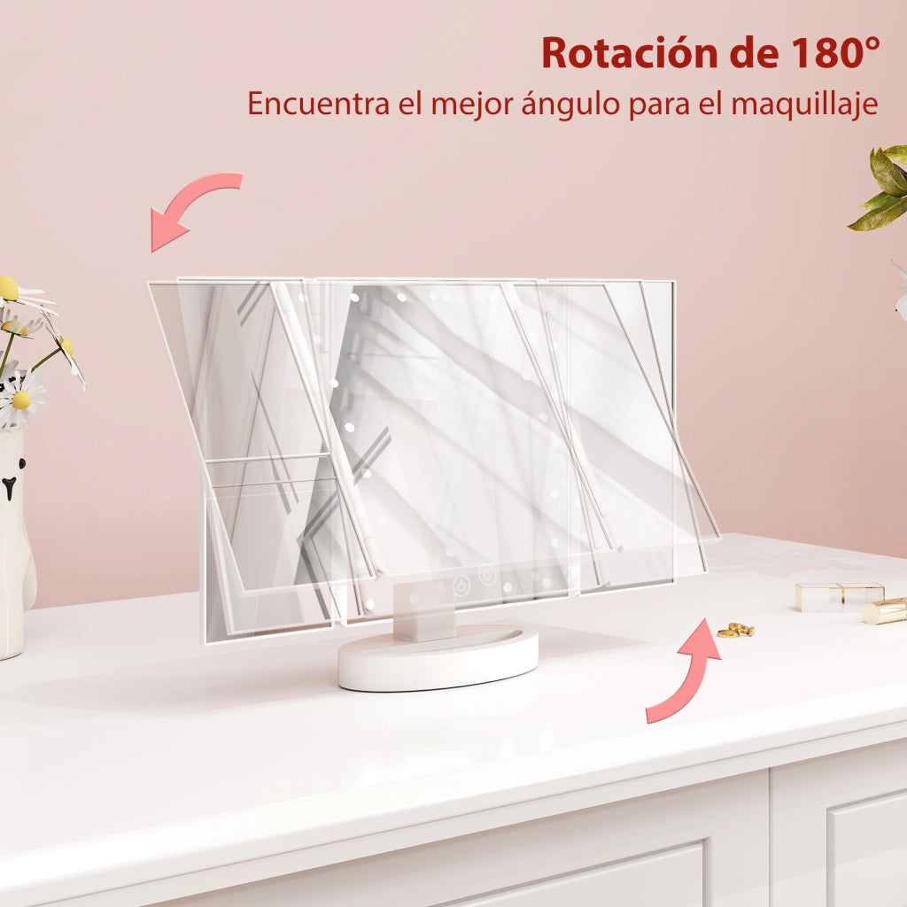 Specchio Trucco con Luce LED ¨C Xylo ¨C 21 LED Ingrandimento 1X/2X/3X Rotazione 180¡ã Touch Bianco