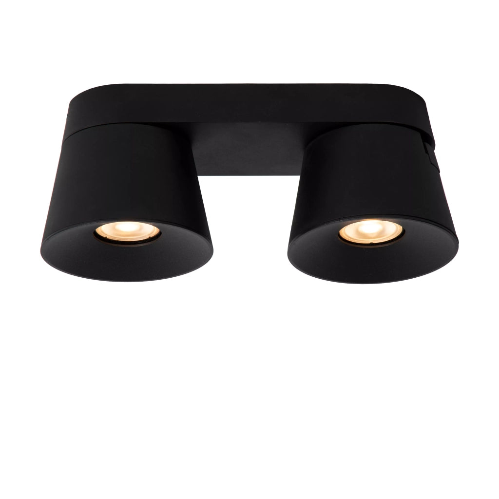 Spot soffitto nero doppio orientabile 2xGU10 Lucide