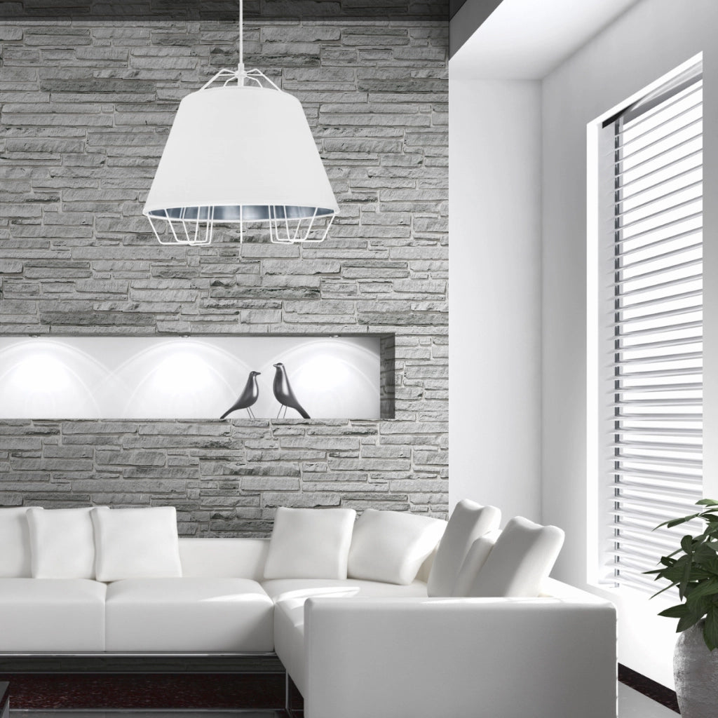 Lampada a sospensione Falun bianco/argento E27 Polux