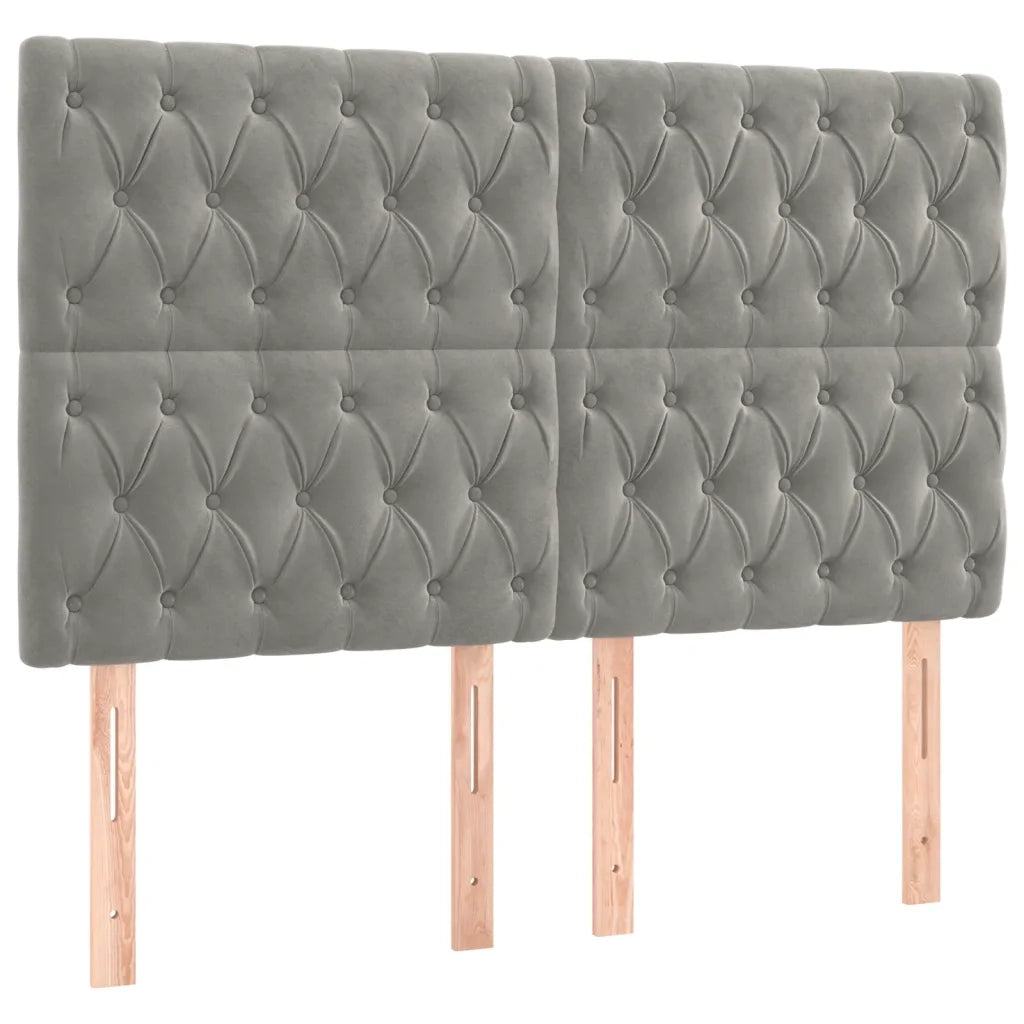 Giroletto a Molle con Materasso Grigio Chiaro 140x200cm Velluto 3129393
