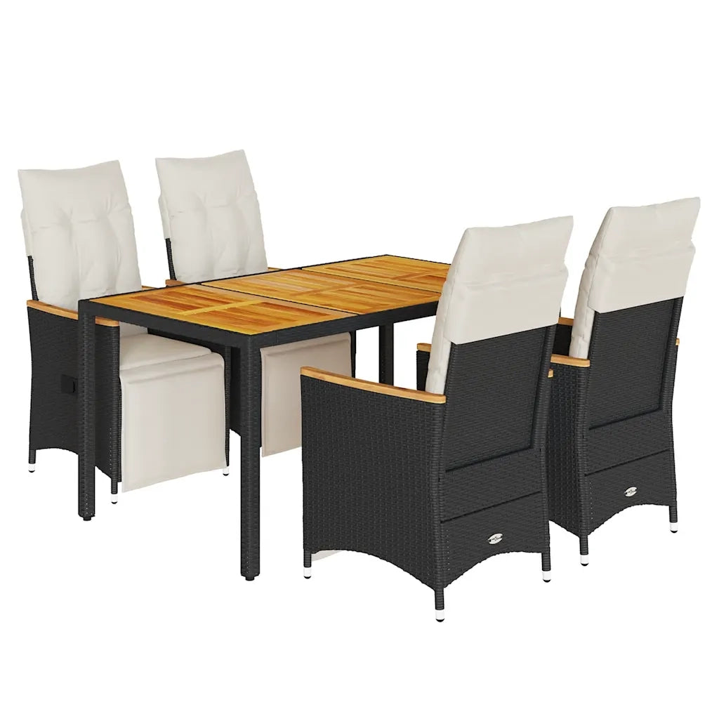 Set Bistrò da Giardino 5 pz con Cuscini in Polyrattan Nero 3276961