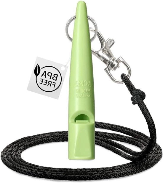 Flauto per cani nr. 2105 + cavo di guida - Originale dal Regno Unito - Ideale per l'addestramento dei cani - Materiale robusto - Frequenza standard - Grande portata e alta intensità (verde chiaro)