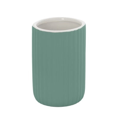 Portaspazzolini bagno da appoggio verde in ceramica soft touch Spring