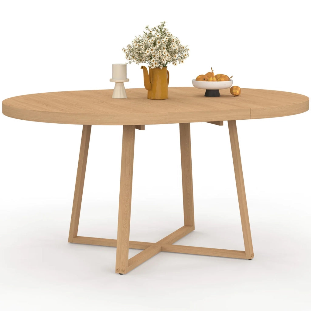IDMarket - SELMA tavolo da pranzo rotondo allungabile 4-8 persone effetto legno faggio 110-150 cm