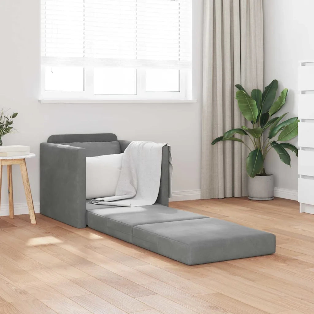 Divano letto-Sofa Letto-Daybed Grigio scuro 74 x 77 x 81 cm Velluto